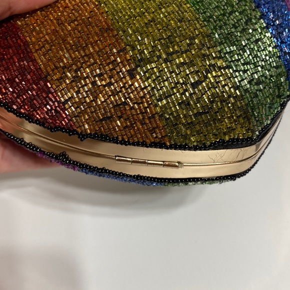TopShop Rainbow Beaded Heart Clutch or Crossbody - Picture 6 of 16